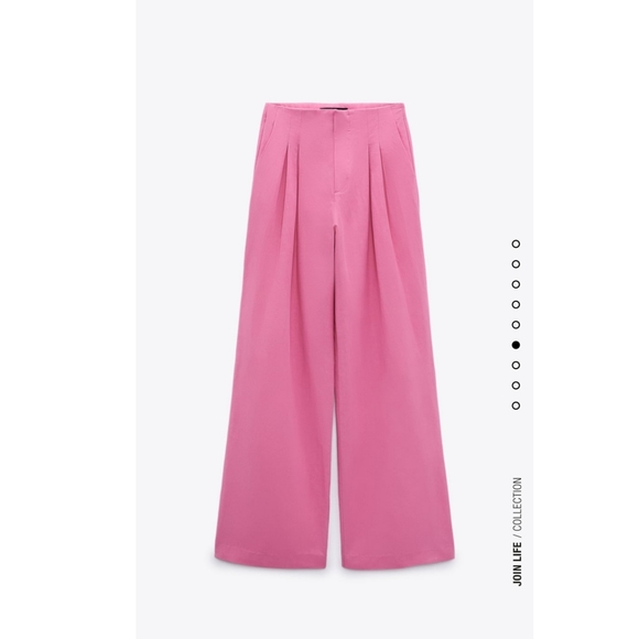 Zara Pleated Linen Blend Bloggers Favorite Pants Size S & XXL Pink NWT - Picture 12 of 13